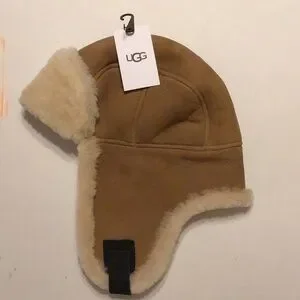 UGG Chestnut Brown Snap Button Closure Shearling Trapper Hat Amazon.com: UGG Men main image 3